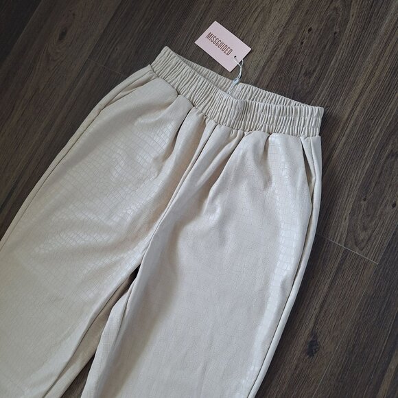 NWT Missguided Faux Leather Reptile Elastic Waist Joggers Size S/M Fall Athleisu - Picture 3 of 8